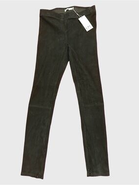 Women’s LPC Linea Pelle Collection Black Stretch Suede Leather Leggings Sz M NWT
